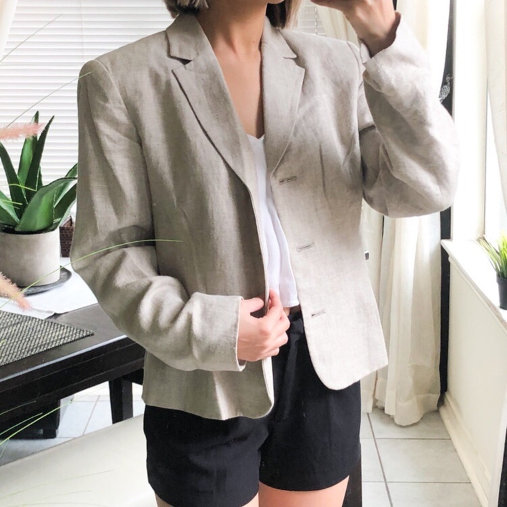 Vintage 90s Finity Linen Beige Blazer